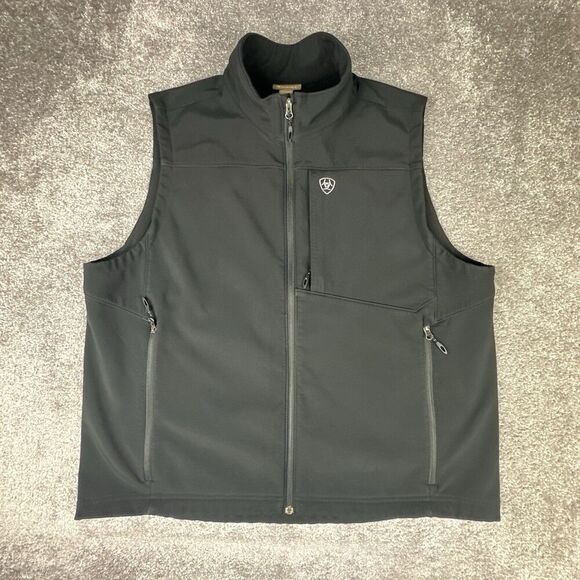 Ariat Vernon 2.0 Softshell Vest Mens XXL Regular Black Full Zip Fleece Lined - Picture 1 of 9